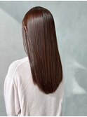 ロングチェリーブラウン美髪韓国ヘア顔周りレイヤー_ba548911