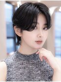 20代30代大人ガーリー黒髪韓国小顔似合わせショートカット