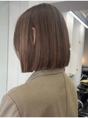 20代30代切りっぱなしボブタッセルボブ顔周りレイヤーオリーブ