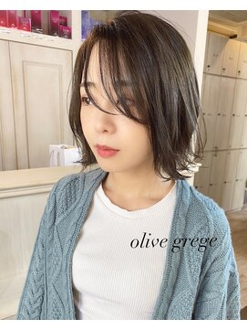 マリアバイアフロート(Maria by AFLOAT) 外ハネシースルーボブ×オリーブグレージュ