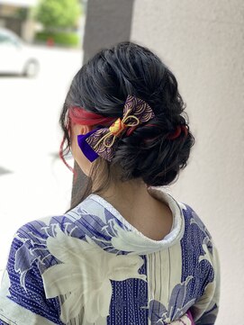 ヘアセットサロンエッジ(Edge) 金沢着物愛部さんの夏着物の撮影ヘアセット