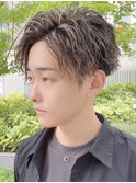 ツイストスパイラルパーマ 無造作 メンズ センターパート