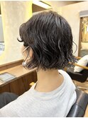 パーマ　ボブ　ゆるい