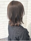 ブリーチ無しナチュラルグレージュ/外ハネボブ/髪質改善/