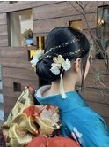 成人式　着物スタイル　タイトシニヨン