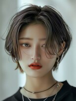 ムウ 難波(MOU)&nbsp;ショートワイドバングホワイトブロンドイメチェン20代30代40代