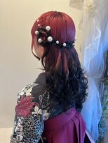 お花サイドハーフアップ