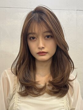 ファルベ(Farbe) くびれ アプリコットオレンジ 夏のヘアアレンジハイライトカラー