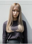 小顔レイヤロングミルクティー20代30代40代くびれミディ韓国ヘア