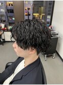 爽やか無造作ビジネスツーブロックツイストスパイラルパーマ