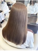 大人美人艶カラーベージュ小顔カット透明感レイヤーロング