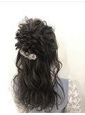 ヘアセット、アレンジ、黒髪、結婚式、高槻、早朝