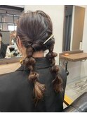 ヘアアレンジ ツイン編みおろし