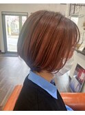 30代40代大人マッシュオレンジカラー奥行きショートシルエット