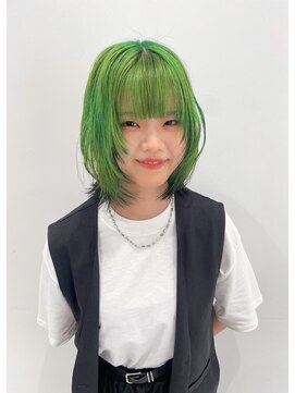 ハイブ 金沢(Hive) 1ブリーチライトグリーン裾カラーデザインカラー