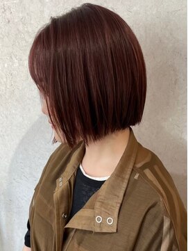 ボブ　ミルクティーベージュ　艶髪　髪質改善カラー　ショート