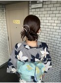 浴衣ヘア　カチモリ　タイトシニヨン