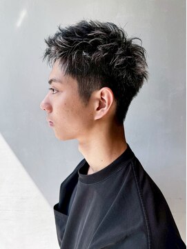 アルバム 池袋(ALBUM) ブルーブラック刈り上げセンターパートサーフカール_ba559741