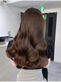 ミディアムロングレイヤーカットブリーチなしダブルカラー心斎橋