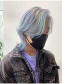 みずいろデザインカラーブルーホワイトネイビー髪質改善