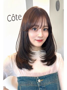 コート 青山(Cote) 20代30代40代50代王道ワンカールひし形レイヤーブラウンカラー