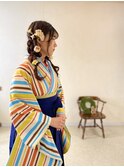 ダウンスタイル　袴ヘアセット