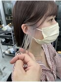 インナーカラーミディアムショコラベージュボブウルフグレージュ