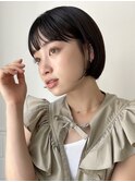 ワイドシースルーバング韓国風ナチュラルミニボブ