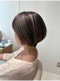 大人可愛い◎ふんわり丸みショート細めハイライト20代~50代