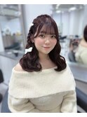 12663黒髪グレーアッシュ韓国風巻き姫カットレイヤーワンカール