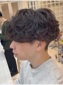 シャドウパーマメンズカット無造作パーマ大きめカールラフパーマ