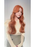 オレンジカラーで韓国アイドルヘア