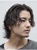 渋谷サーフカール波巻きスパイラルパーマメンズボブウルフカット