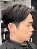 メンズ/アップバング/ツーブロックマッシュ/束間ショート/波巻き