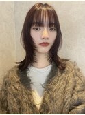 福井 駅前 顔まわりレイヤー ワインレッド 髪質改善