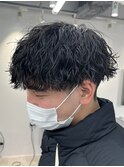 波巻きスパイラルパーマツイストパーママッシュメンズパーマ束感