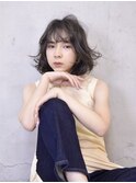 顔周りレイヤー/外国人風ダークグレージュ/小顔ボブ