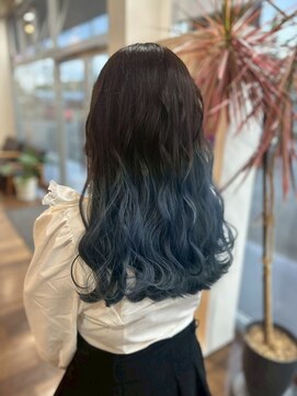 ヘアーワークス ボナ ウニクス店(HAIR WORKS bona) 個性輝く◎ブルーグラデーション/デザインカラー/ブリーチ