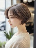 くびれショートボブ40代50代グレイカラー白髪染め白髪ぼかし