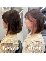 ヘアサロン ドットプラス 町田店(dot. plus)&nbsp;インナーピンク丸みボブ/くびれヘア/アプリコットオレンジ/町田