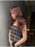 夏のヘアアレンジ　ピンクベージュ