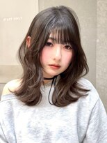 アスター 天神大名店(Aster) ミディアムレイヤーカット/オリーブグレー/韓国風/小顔前/天神