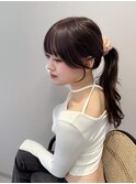 韓国風レイヤーカットブリーチダブルカラー前髪 