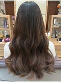 ダークブルーデジタルパーマワンホンレイヤーニュアンスウルフ