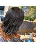 【W_SALON 河原町】エンドカラーオレンジ/レイヤーカット