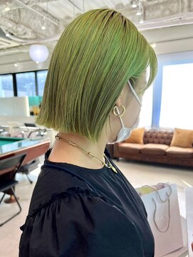 デート 下北沢(DATE) ライムグリーン/ダブルカラー/ブリーチ/髪質改善/下北沢