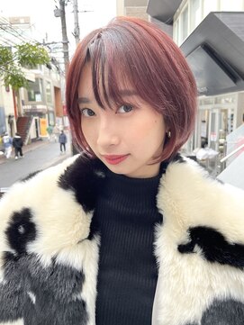 ヌード(NUDE) NUDE10代20代30代40代うる艶髪ガーネットレッド大人ショートボブ