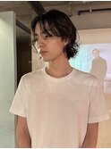 メンズボブウルフメンズミディアムレイヤーカットメンズウルフ