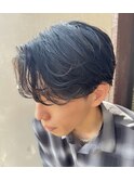 センターパート×フェザーパーマメンズパーマニュアンスパーマ