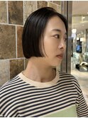 リップラインボブ　切りっぱなし　ぱっつんボブ20代30代40代